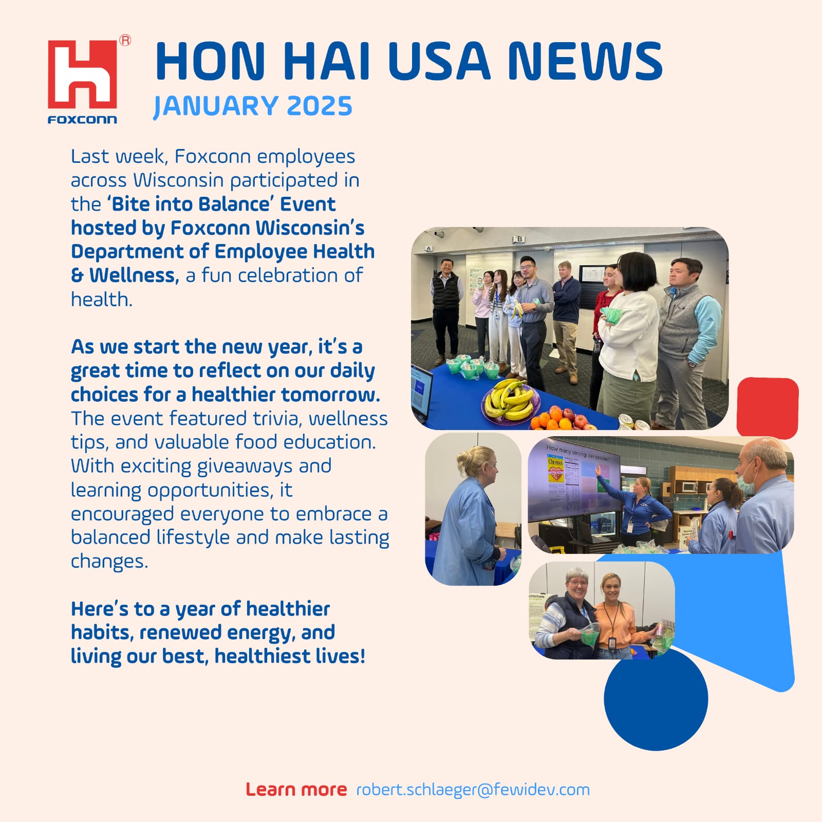 Foxconn Wisconsin Department of Health & Wellness Promotes Healthy Living